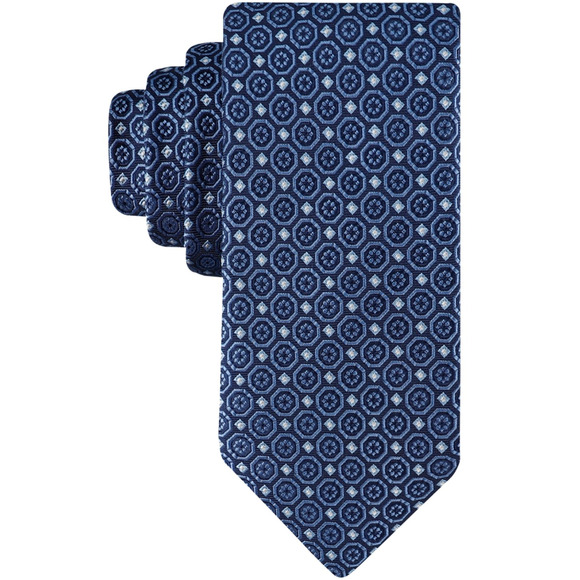 Tommy Hilfiger Men Malik Medallion Tie Navy - Picture 1 of 2